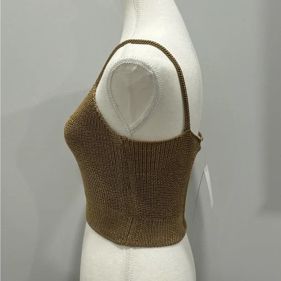 House of Harlow 1960 Knitted crop top Golden  XS Straps New Year Party Dance - Picture 2 of 7